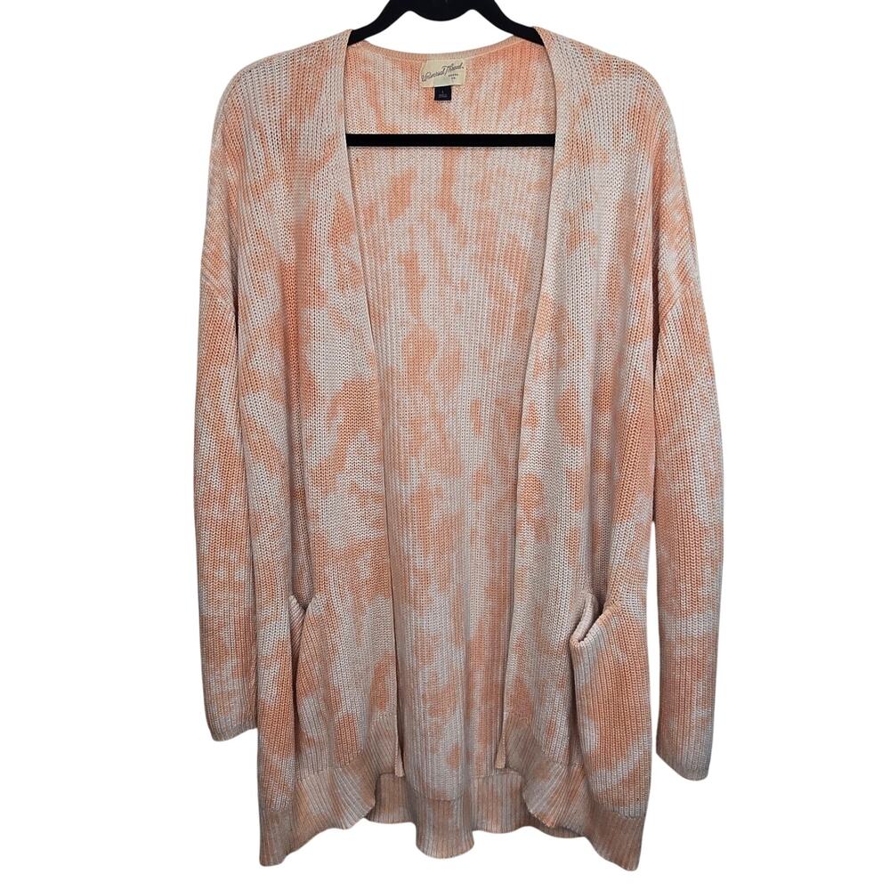 Universal‎ Thread Womens Large Open Front Cardigan Chunky Knit Tie Dye Coral